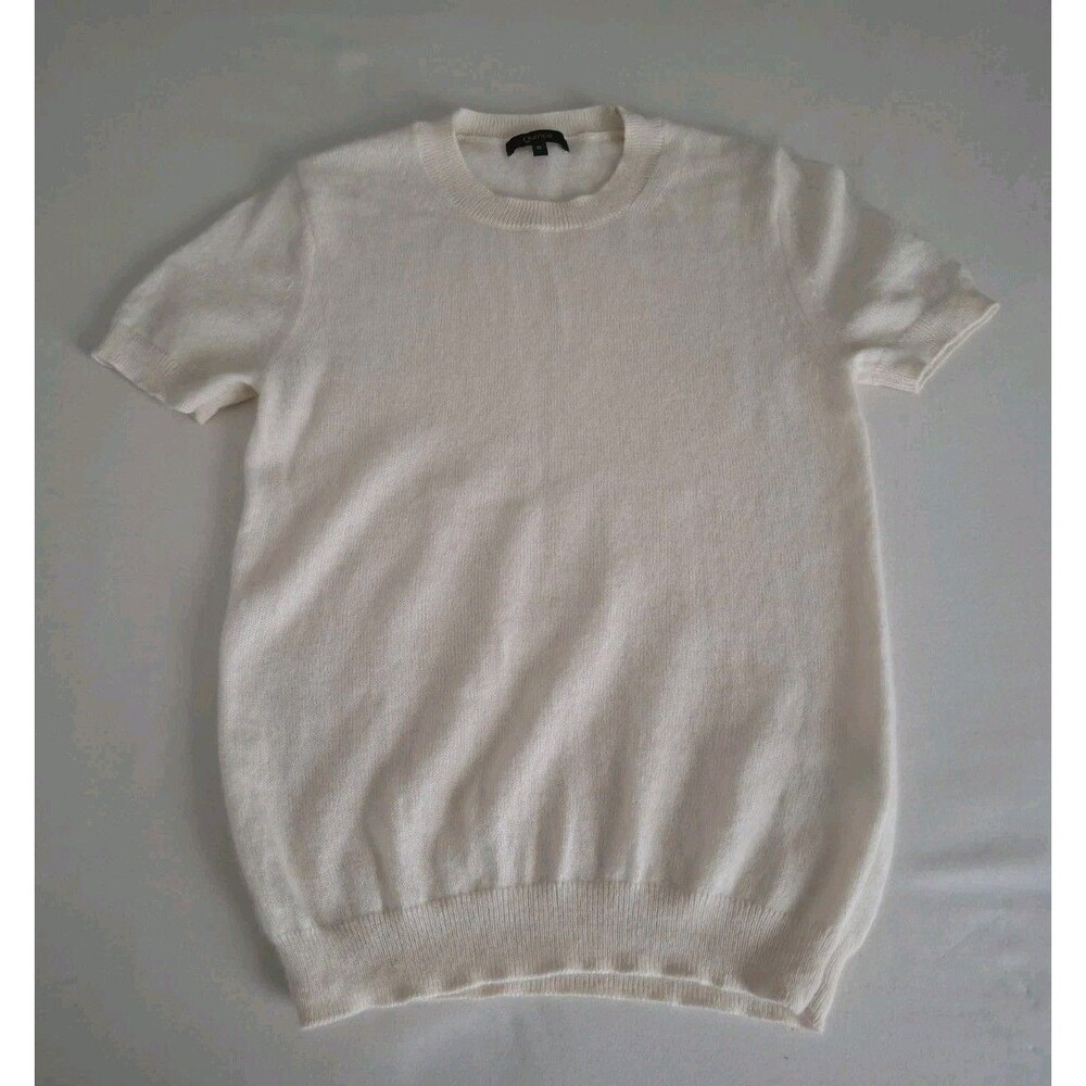 Quince Mongolian Cashmere Tee Women's Ivory SS Top S Minimalist Luxury EUC